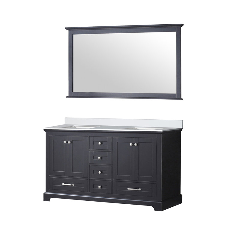 Meuble-lavabo double Rich avec comptoir en quartz et miroir