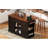 53'' Kitchen Cart With Two Tempered Glass Doors, 5 Open Storage , 3 Drawers, Rolling Drop Leaf, Power, Black For & Dining Style Island 53'', Shelves, Cart, Power Outlet, Room