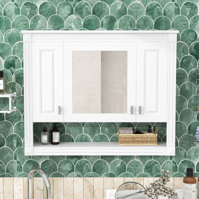 Elegant Mirror Cabinet with Hidden Storage and Adjustable Shelf
