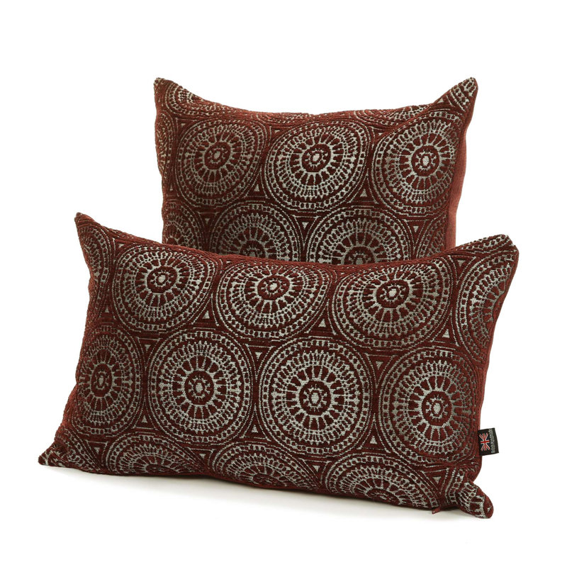 Chilton Geometric Rectangular Cushion, Burgundy