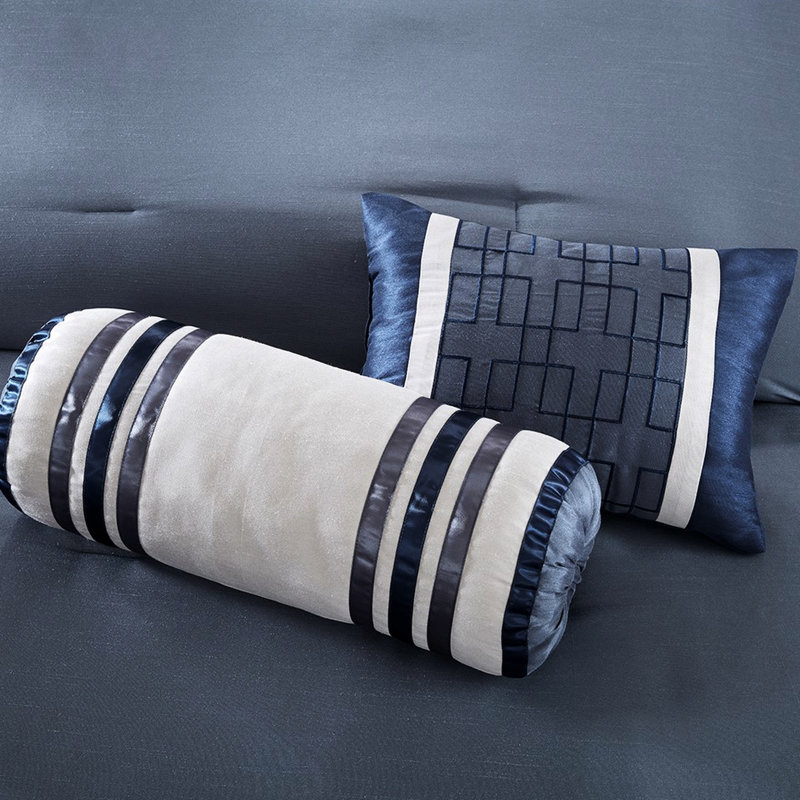 Édredon très grand bleu marine, 7 pièces, lavable à la machine, literie douillette pour la chambre 7 bleu marine, froissé, contemporain