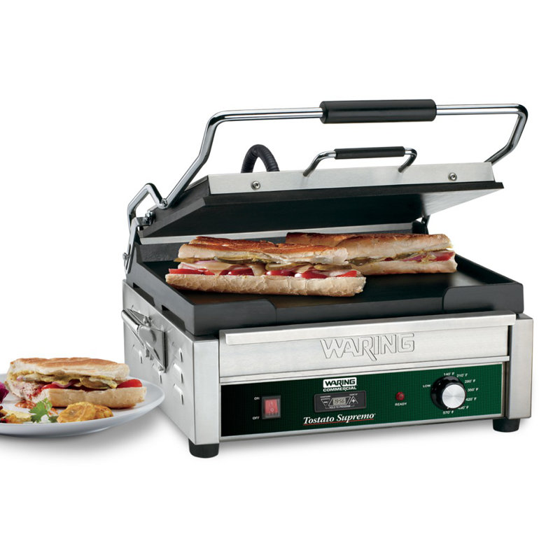 Waring 14'' Electric Grill Sandwich Maker & Panini Press with Lid