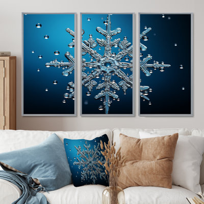 «Blue Snowflake Holiday II - Winter Landscape», art mural