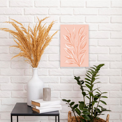 Peach Watercolor Leaves Abstract Delicate Modern Plant Landscape Wall Art Print
