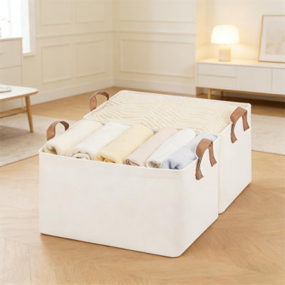 Storage Bins, Fabric Storage Bins For Shelves, Closet Baskets And Bins With Handles, 2-Pack