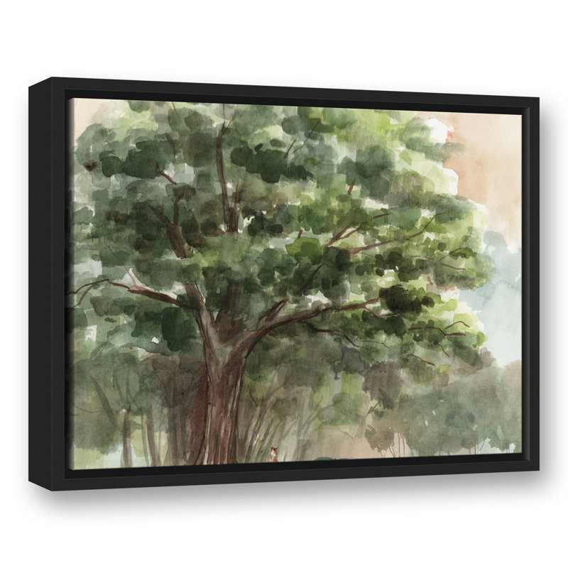 Arbre pastoral sur toile, H 17,75 po x l 21,75 po x P 1,75 po, Cadre flottant noir