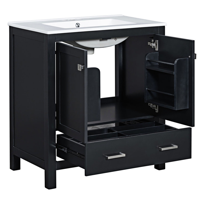 Meuble-lavabo moderne avec lavabo simple, Noir
