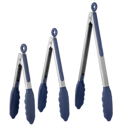 U-Taste 600ºF Heat-Resistant Silicone Kitchen Tongs: 7+9+12 Inch Heat Resistant Cooking Tong Set