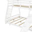 Lit superposé simple au-dessus de grand lit avec filets d'escalade et rampe d'escalade, blanc