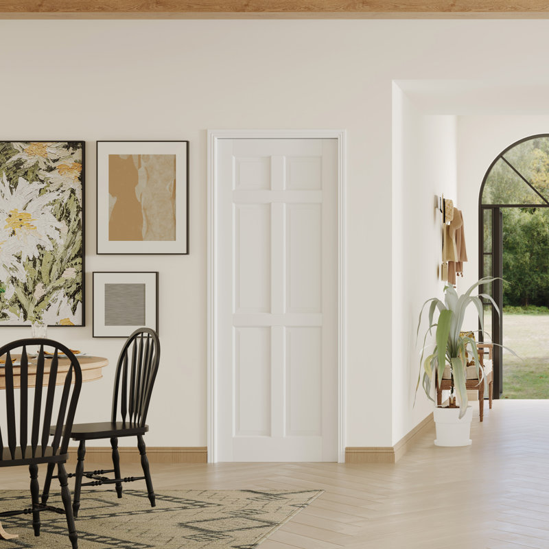 Porte intérieure 6 pièces en placage blanc 6 pièces, Oui, 24 po x 80 po