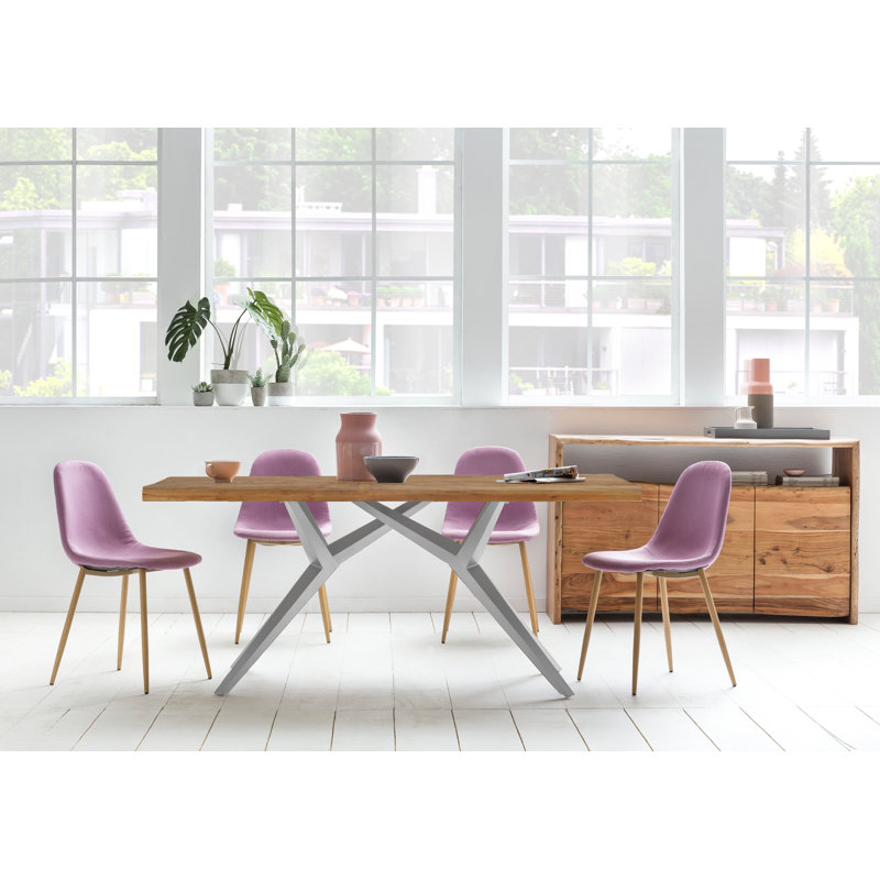 Schwab Teak Rectangular Wood Top Dining Table with Steel Base, H76 x L160 x W90cm, Silver
