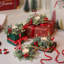 Anneau de bougie de Noël, baies rouges et mini couronne d'eucalyptus avec bougeoirs transparents pour table, 4 pièces