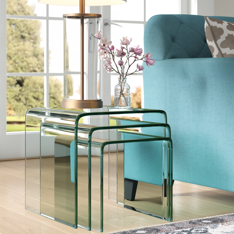 Brendon Glass Top Sled Nesting Tables