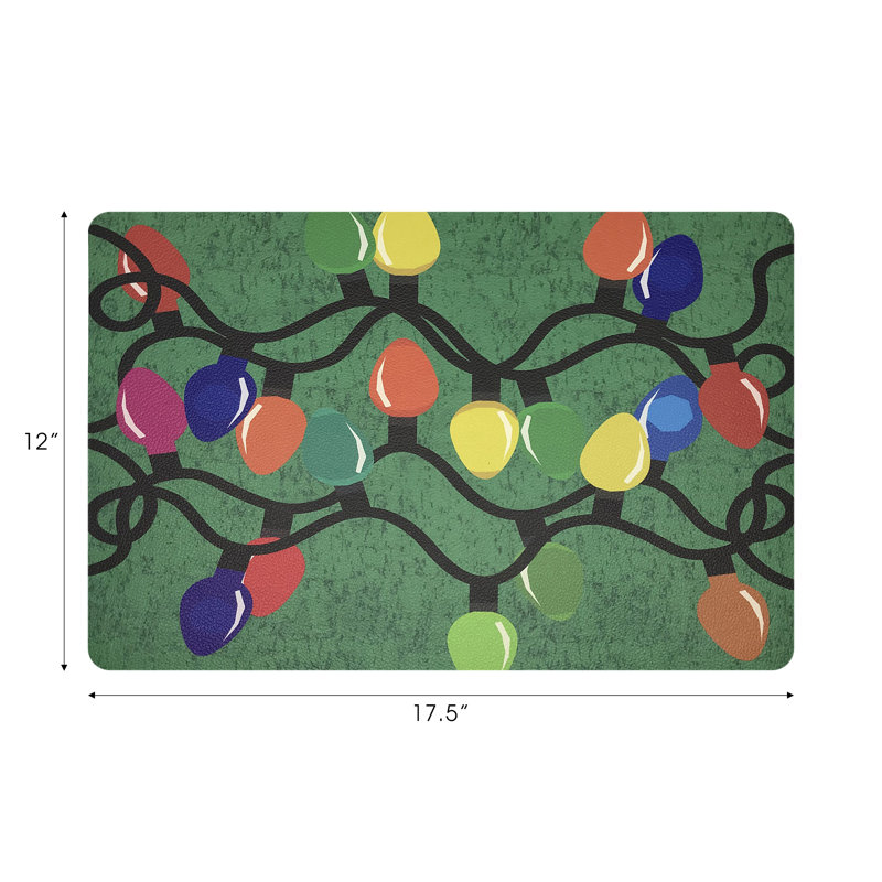 Xmas Vegan Leather Rectangle Placemats, Green