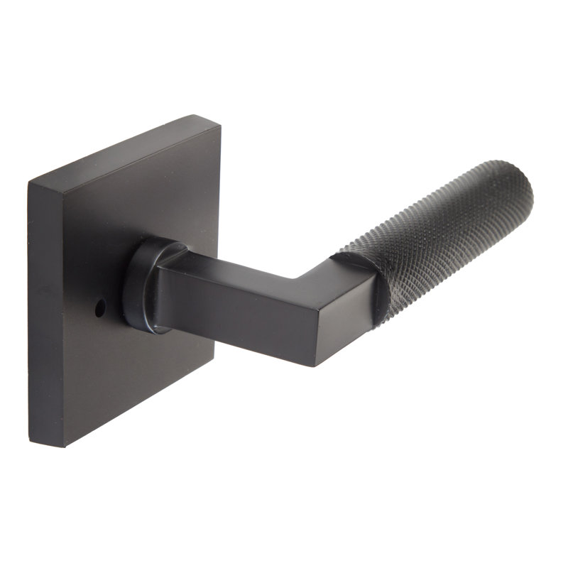 Bravura 846-7 Knurled Privacy Lever on Square Contemporary  Rose in Matte Black