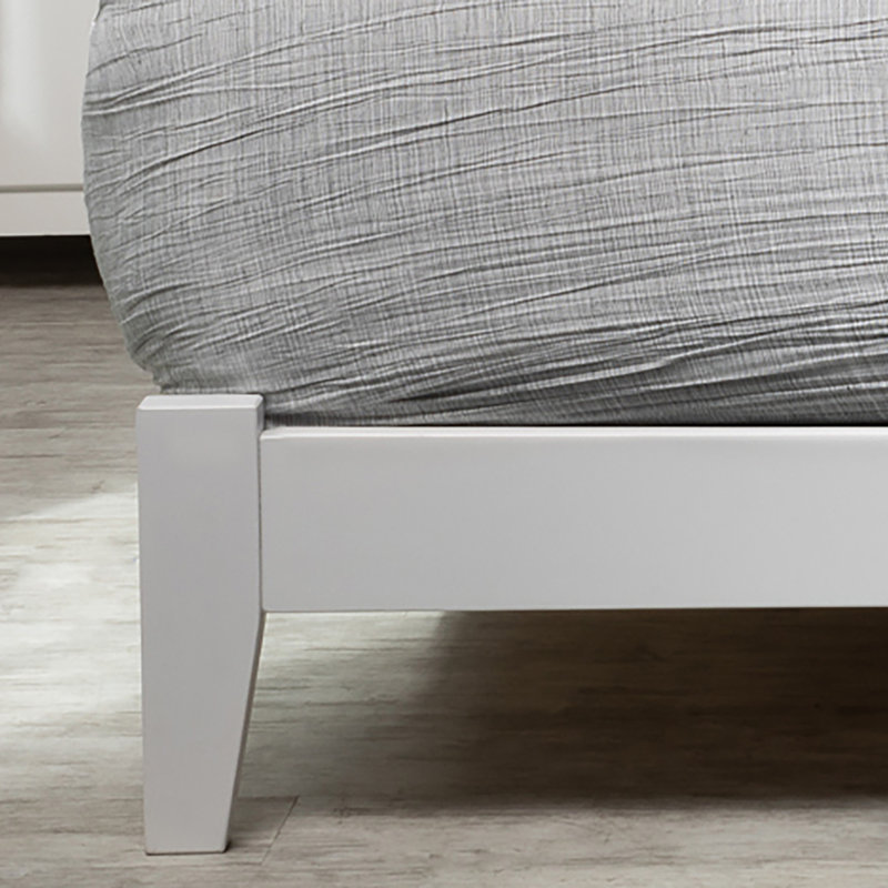 Nantucket Low Profile Solid Wood Platform Bed, Queen, White