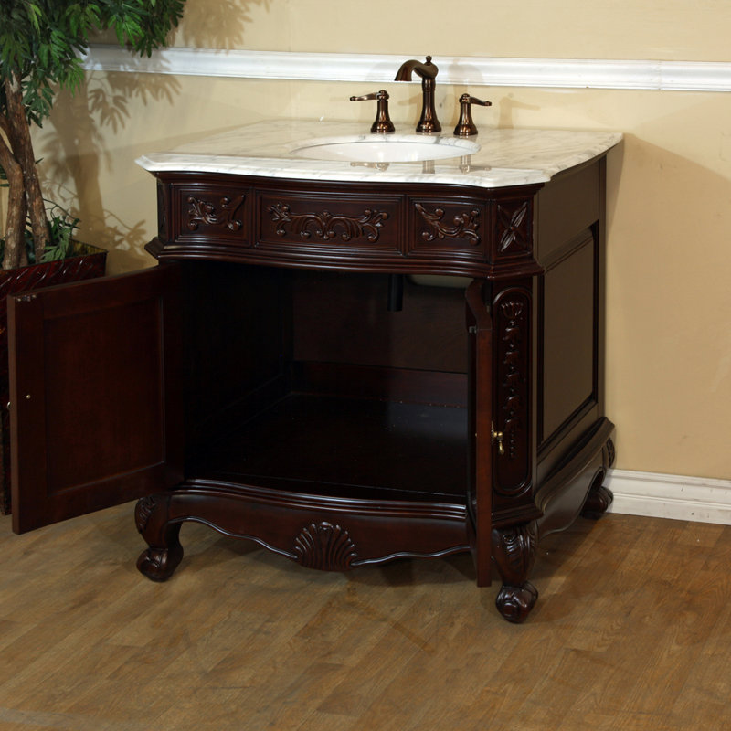 Elbridge 34.6'' Single Bathroom Vanity with Carrara Marble Top