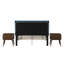 Grand lit Coyote avec bleu marine Carroll et deux tables de bout
