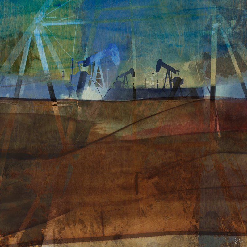 Abstraction de la plate-forme pétrolière II, H 30 po x l 30 po x P 1,25 po