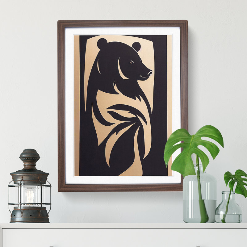 Bear Profile Abstract - Single Picture Frame Print, 64cm H x 46cm W x 2cm D, Walnut Framed