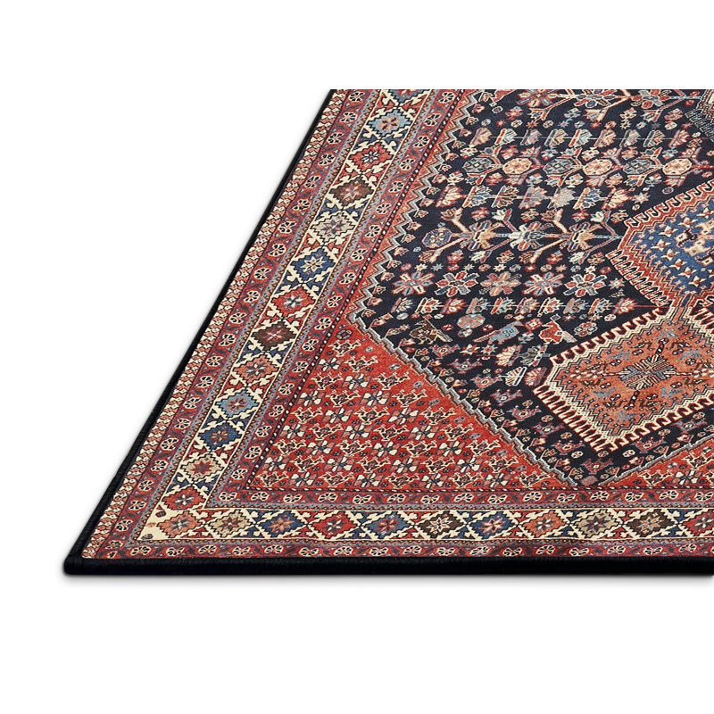 Tapis oriental en laine / polyester beige / gris / rouge tissé à la machine, Rectangle 5 pi x 7 pi