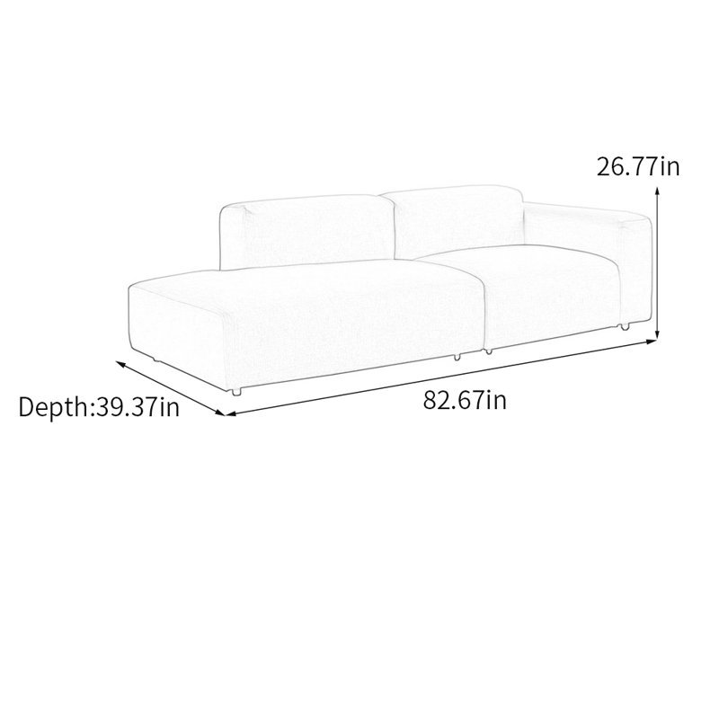 Chaise longue en coton et lin de luxe, Orienté à droite