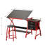 Table à dessin rouge avec tabouret