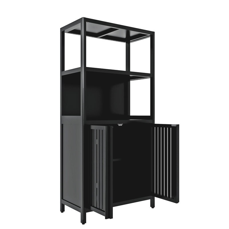 Armoire de rangement en bambou, armoire de salle de bain séparée avec 2 portes, Naturel