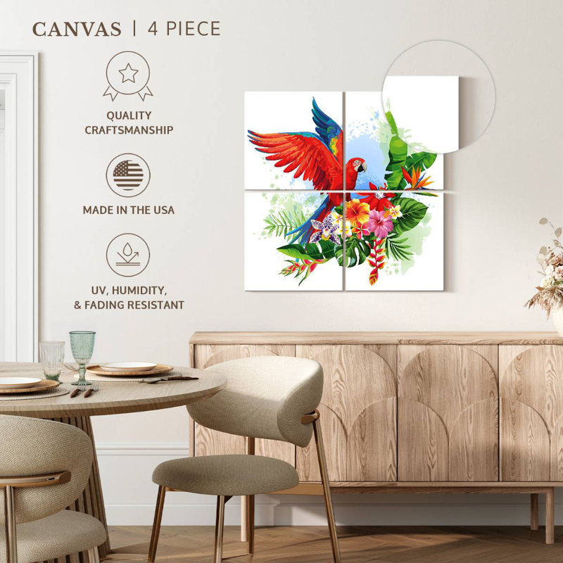 Perroquet floral Brampt, H 74 po x l 74 po