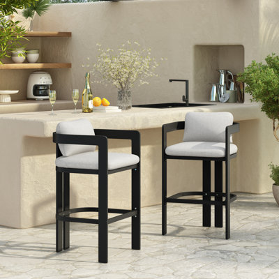 Colligan Modern Contemporary Outdoor Aluminum Counter Stool with Ergonomic Fabric Seat by Latitude Run