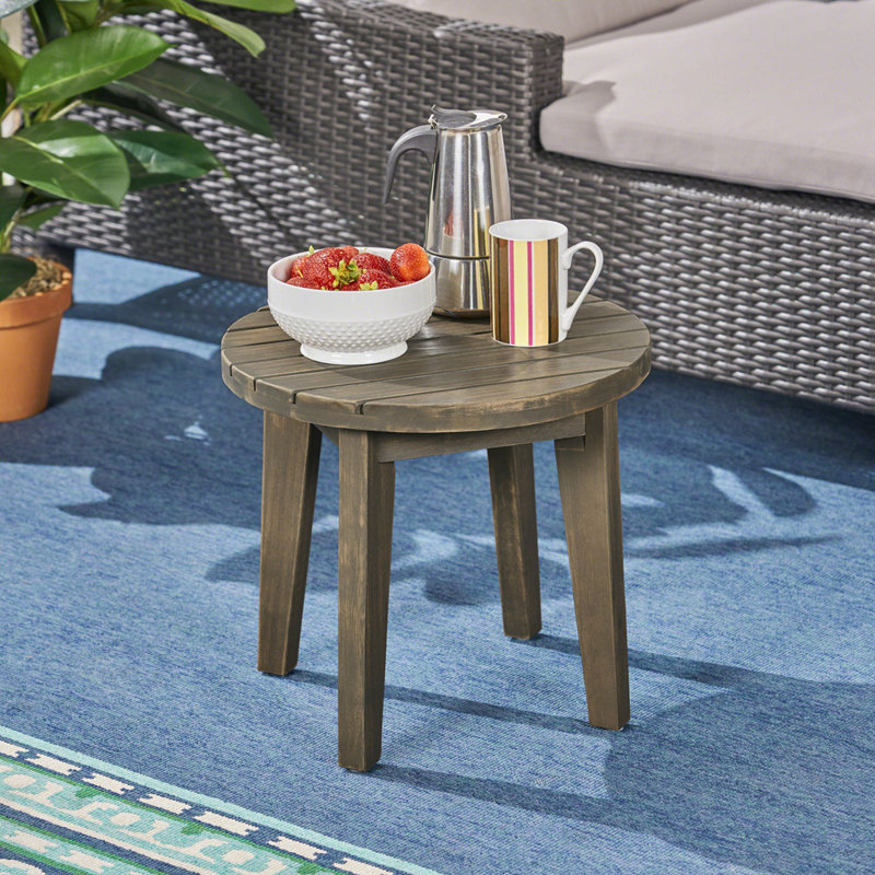 Table d'appoint d'extérieur en bois d'acacia rustique avec design résistant aux intempéries et lambris pour une élégance durable