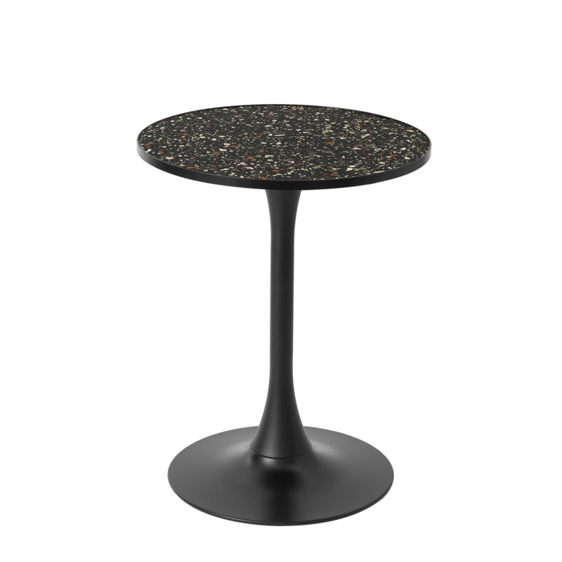 Seniqua Round Metal Base Dining Table, Black