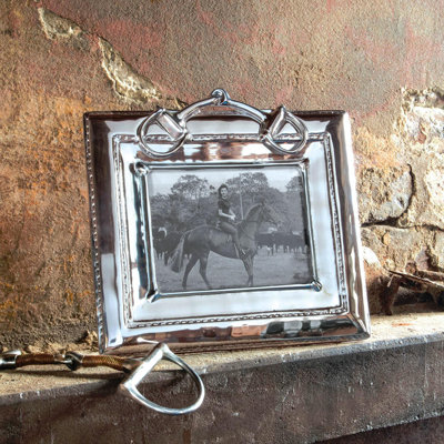 Western Equestrian Silver Metal Picture Frame