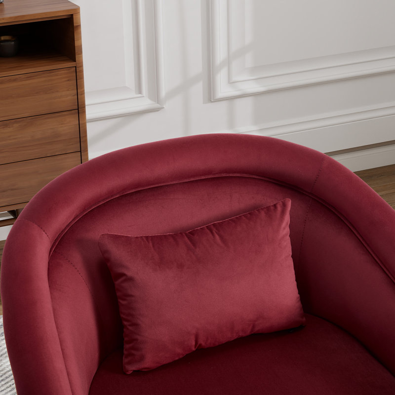 Fauteuil demi-tonneau pivotant l 29,9 po, Velours rouge vin