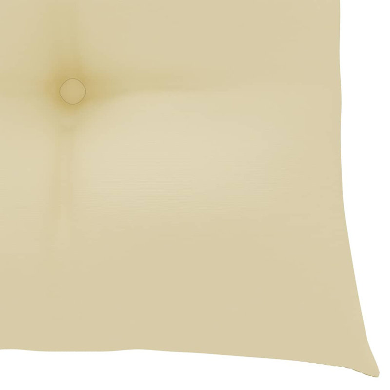 Chaise de patio pliante en teck avec coussin Dululu, Crème