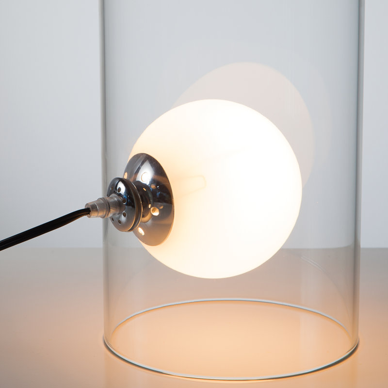 Arniece 11" Halo Glass Table Lamp with Floating Milk Glass Globe, 11.75" H x 8" W x 8" D