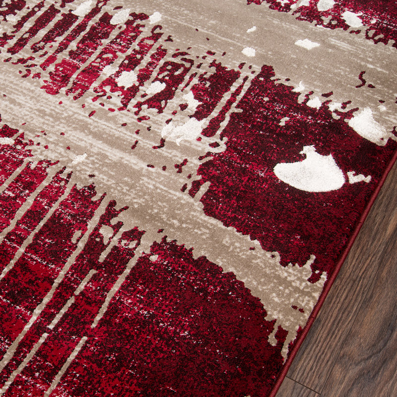 Tapis rouge / brun clair Floreat, Rectangle 2 pi x 3 pi