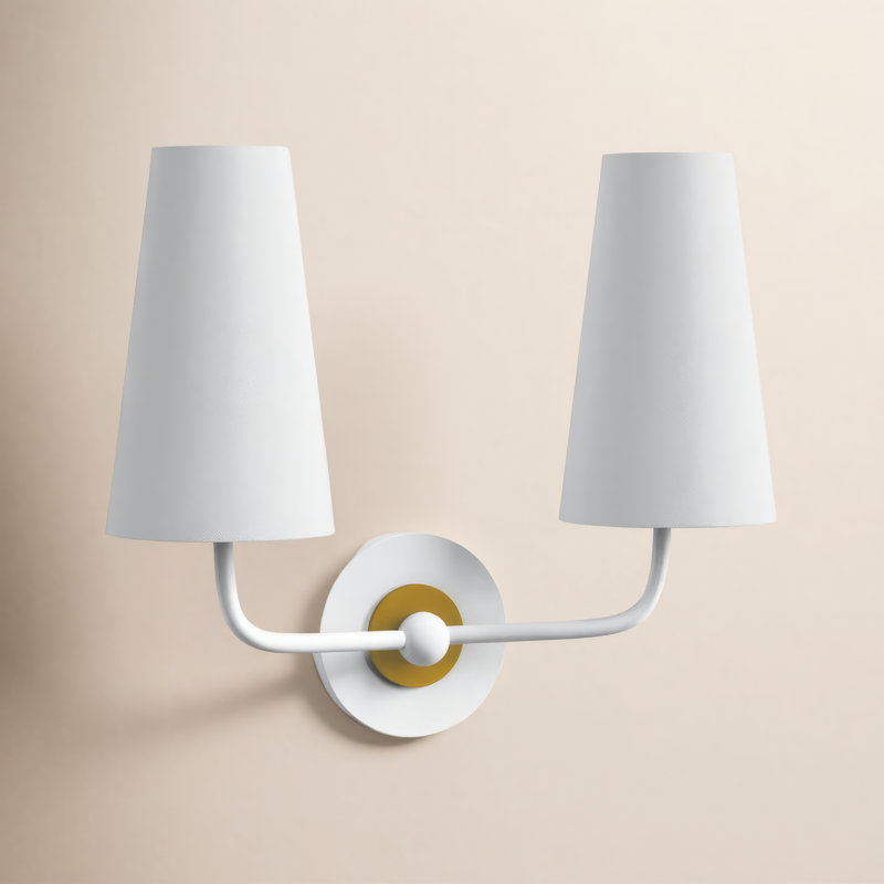 Tropez Armed Sconce, Aged Brass/White