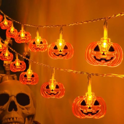 Halloween Lights Pumkin Lights 10FT 20LED with Timer 8 Modes Battery Operated Indoor Outdoor for Halloween Decorations, Pumpkin Décor