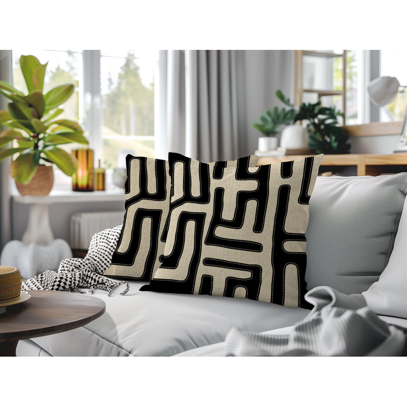 Coussin intérieur / extérieur Tiwa, 20 x 20, Noir
