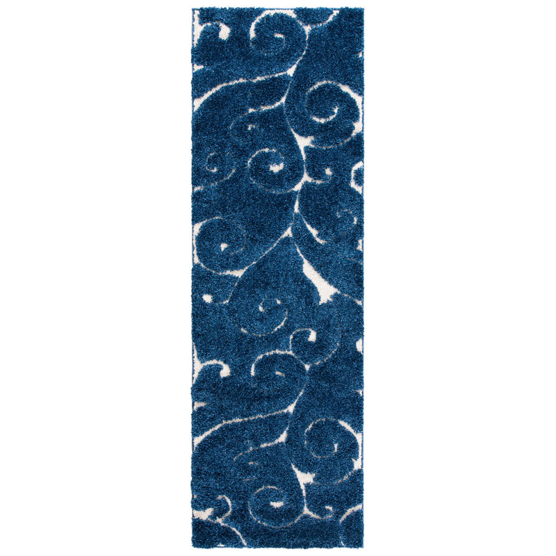 Amza Area Rug, Runner 2'3" x 13', Light Blue/Cream