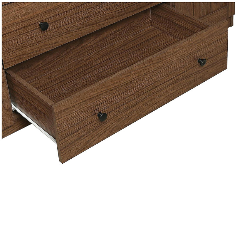Armoire penderie 4 portes avec 2 tiroirs, brun, Brun