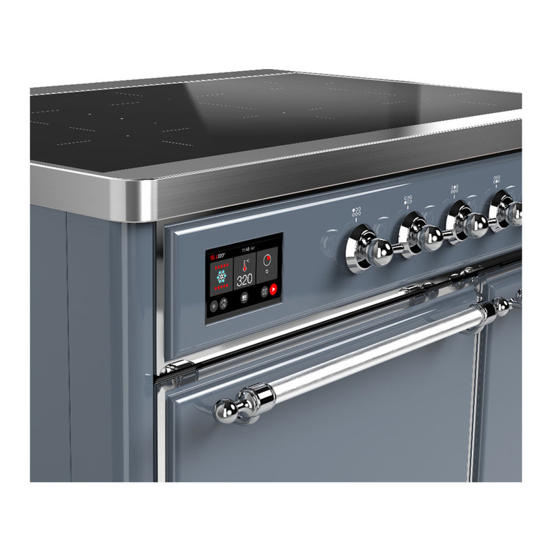 Cuisinière à induction de 40 pouces avec 6 éléments à induction en bleu gris Majestic III Series (garniture chromée)