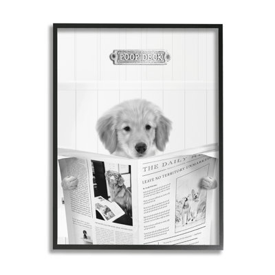 Poop Deck Bathroom Dog by Leah Straatsma Single Picture Frame Print on Canvas
