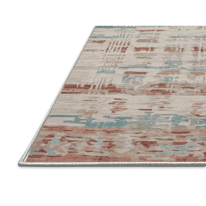 Tapis beige soyeux et moelleux, Carré 6 pi