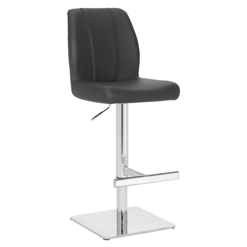 Batista Swivel Upholstered Adjustable Height Bar Stool, Grey Charcoal