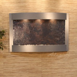 Calming Waters Hand Crafted Natural Stone Weather Resistant Wall Base Fountain with Light