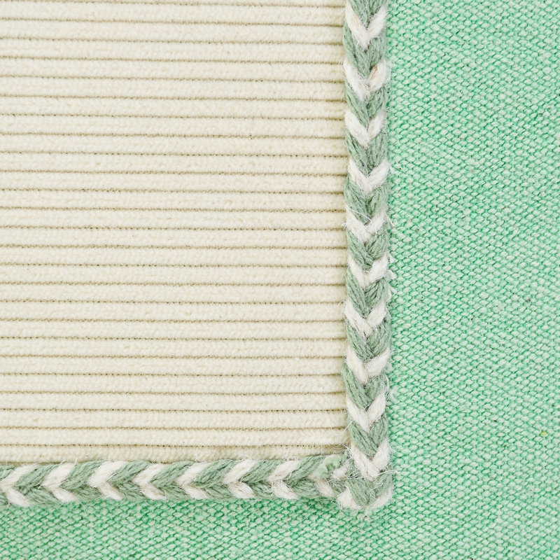 Housse de coussin en lin brodé à la main vert / blanc, Vert