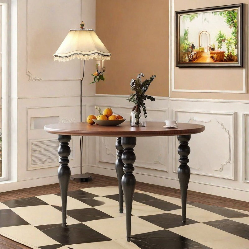 Vintage Solid Ash Wood Round Dining Table., 29.53"H x 51.18"L x 51.18"W