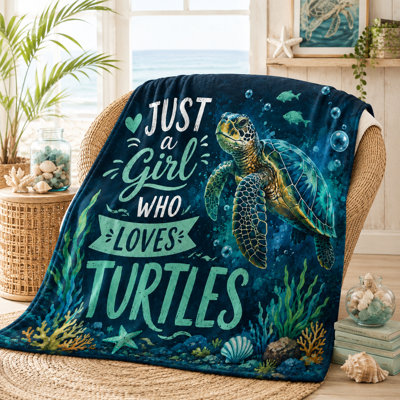 Couverture en flanelle « Amoureux des tortues », motif de tortues marines des profondeurs avec coraux, bulles et coquillages, idéale pour le canapé, le lit, la lecture, les voyages et la détente, 76 x 102 cm